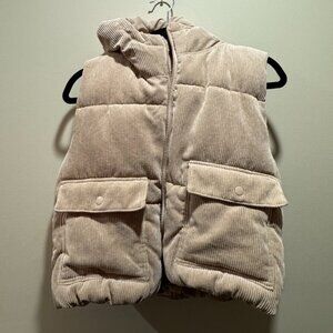 Corduroy Puffer Vest w/ Hood